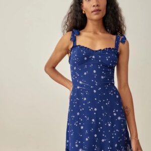 Maxct dress Spring New French Retro Fashion Casual Printed Slim-Fit Wooden Ear Lace-up Dress