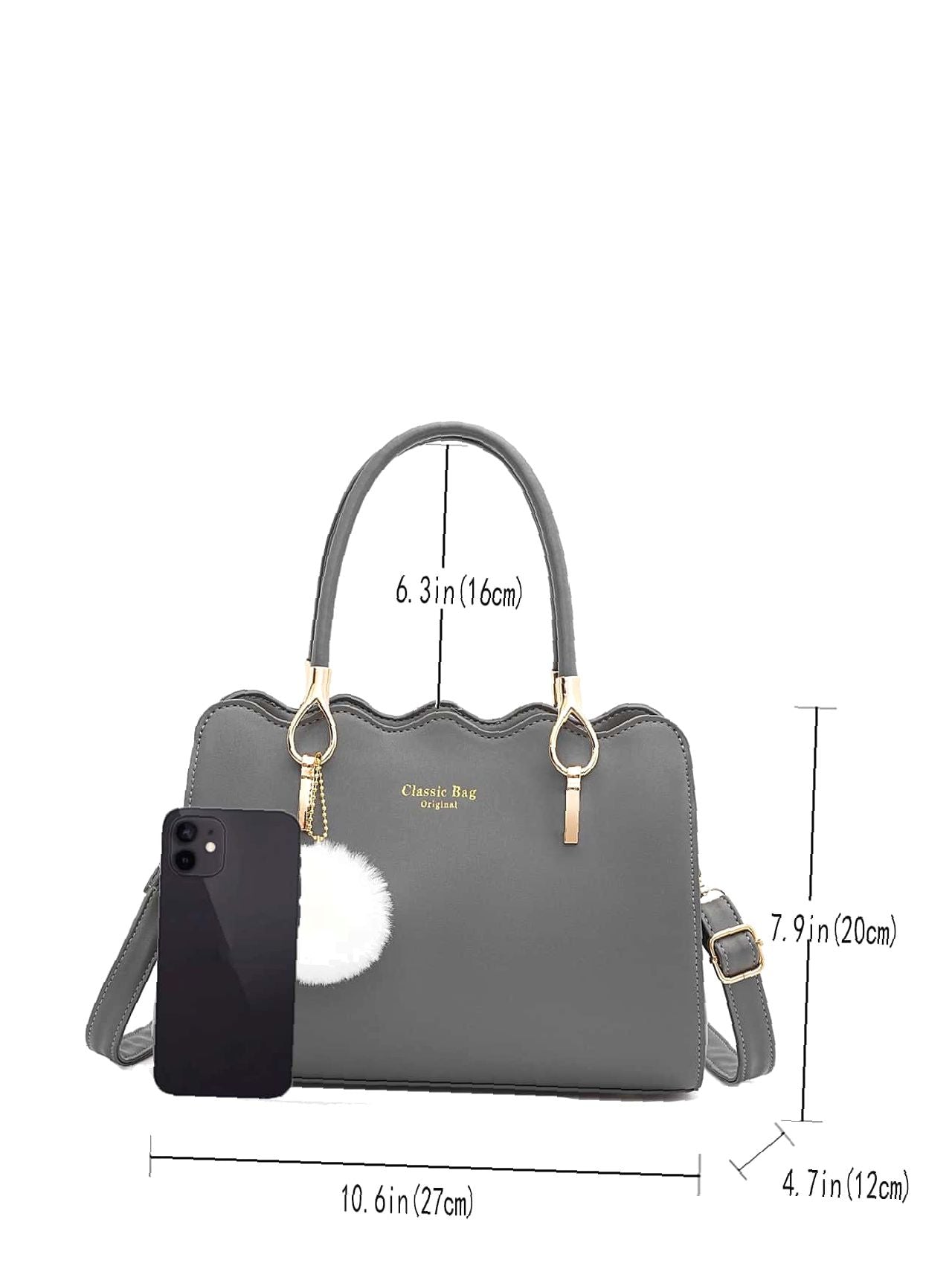 Maxct - Pom Pom Decor Letter Graphic Shoulder Bag - Women Tote Bags