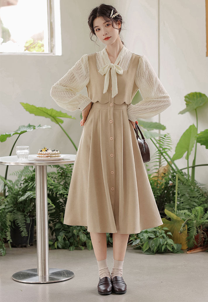 Scallop Button Up Twofer Dress Maxct