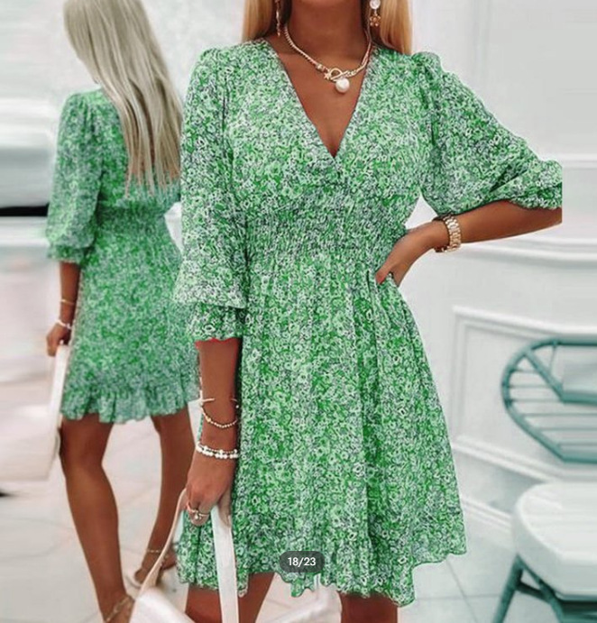 Maxct Maxct New Middle Dress Is A Bohemian Print Short Sleeve Floral Dress