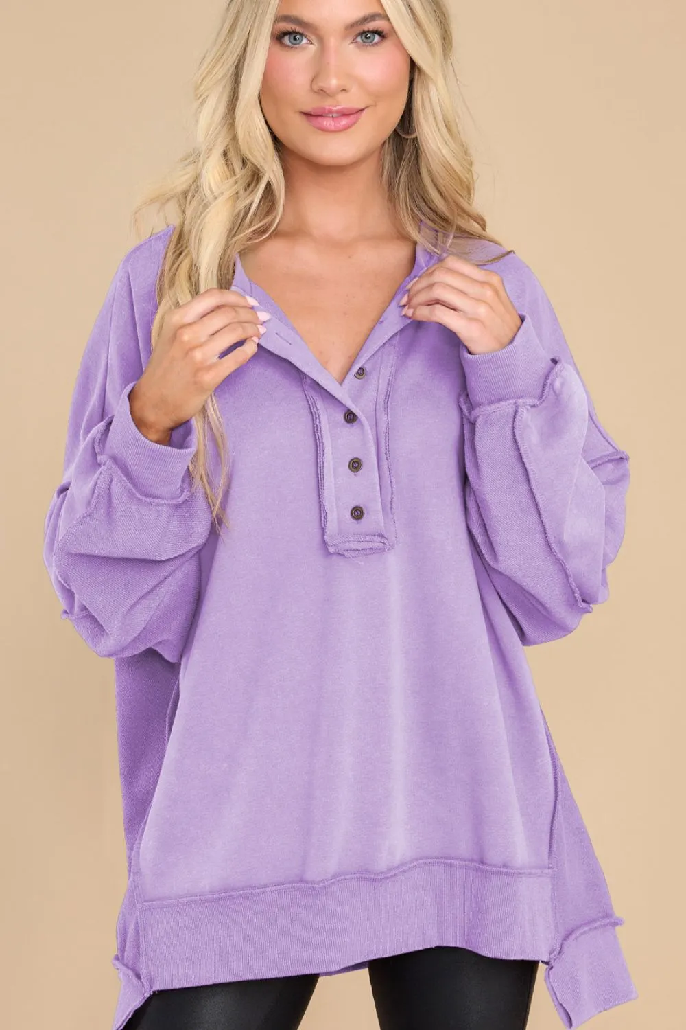 Maxct &Exposed Seam Long Sleeve Sweatshirt