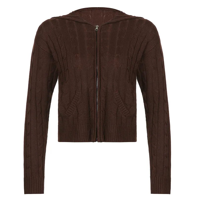 Maxct Cable Knit Hooded Cardigan