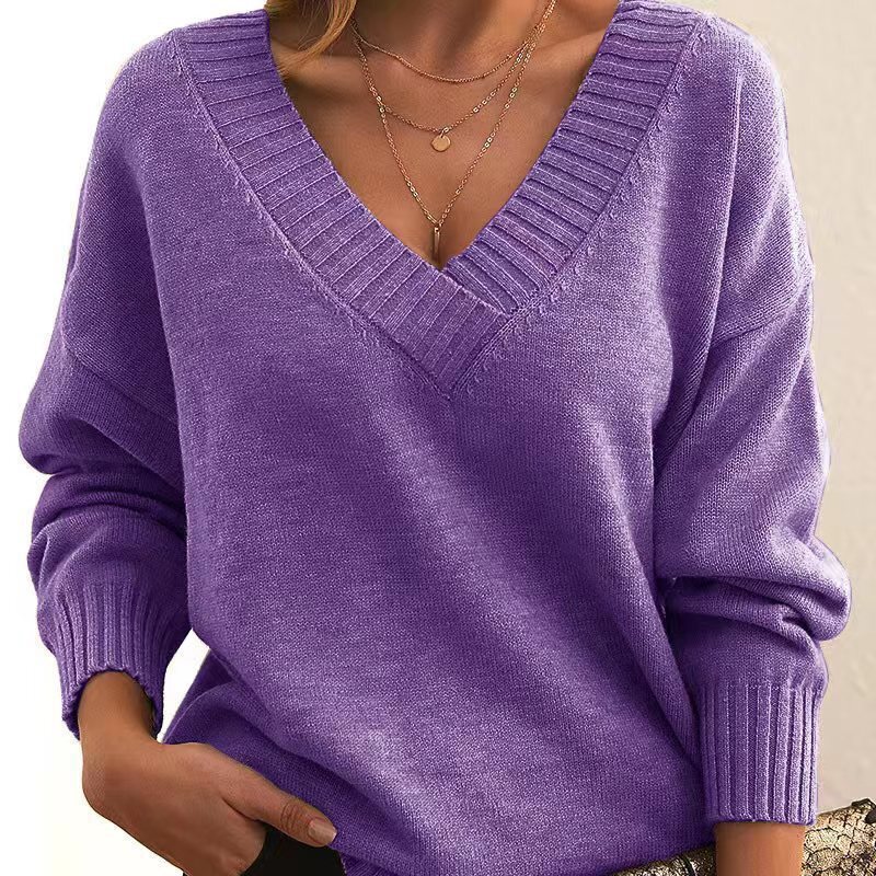 Maxct winter fits men 2024 Autumn Style Pullover Women's Loose V-neck Casual Sweater Women's