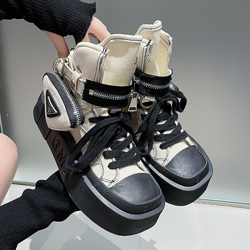 Women's Punk Gothic Denim Canvas Platform Ankle Boots