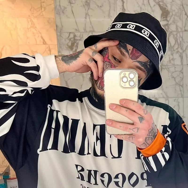 Maxct 90s Streetwear Y2K Street Jersey Fake Mesh Long Sleeve Men Women Retro Trendy Hip Hop Harajuku College Sport Pullover Oversized Unisex T Shirt 1017