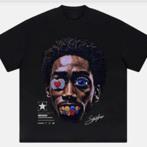 Maxct Summer New Gothic Big Head Pattern Printed Oversized T-shirt Men's Y2K Streetwear Hip Hop Loose Harajuku Round Neck Shirt