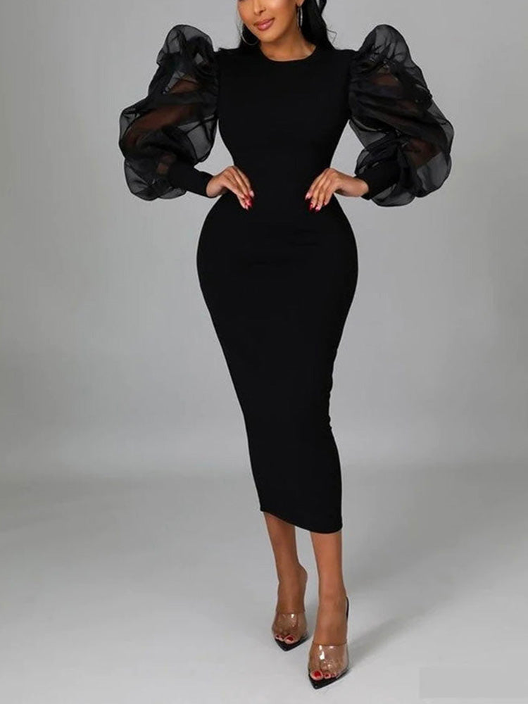 Puff Sleeve Maxi Dresses Maxct