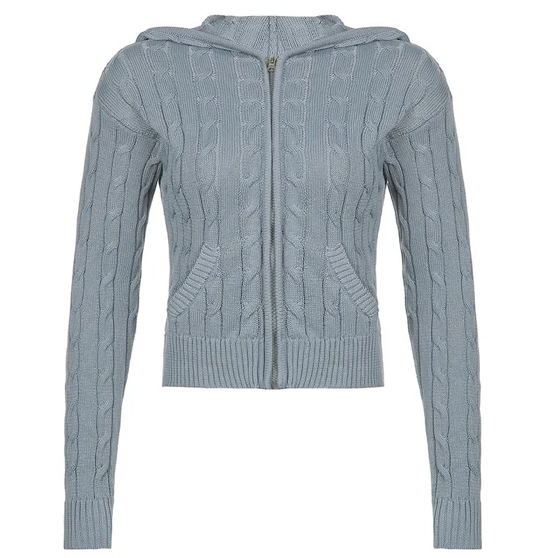 Maxct Cable Knit Hooded Cardigan