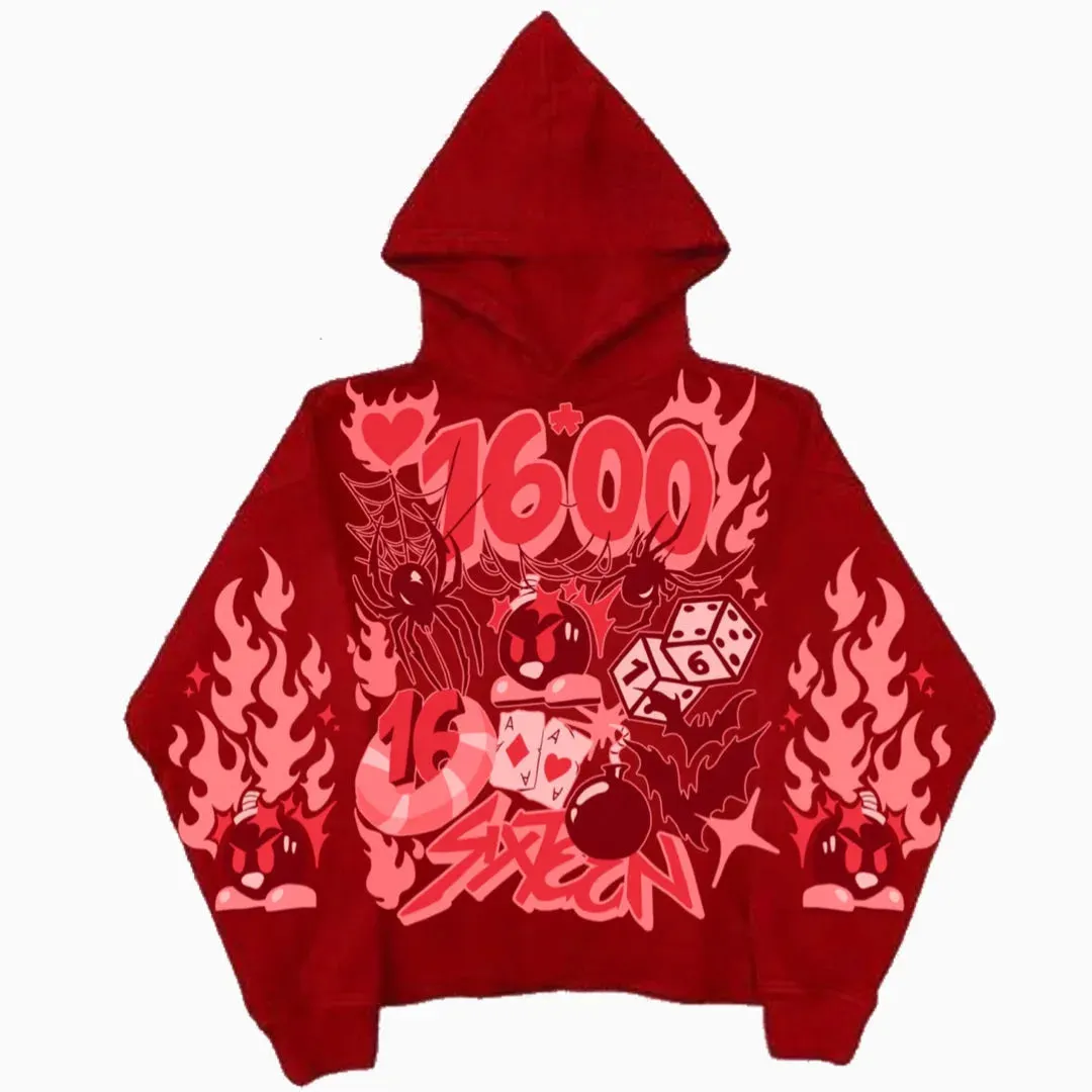Maxct Y2k Pullover Long Sleeved Sweatshirt Vintage Printed Pattern Streetwear Tops Vintage Clothes Dark Punk School Outfit Ootd Jacket