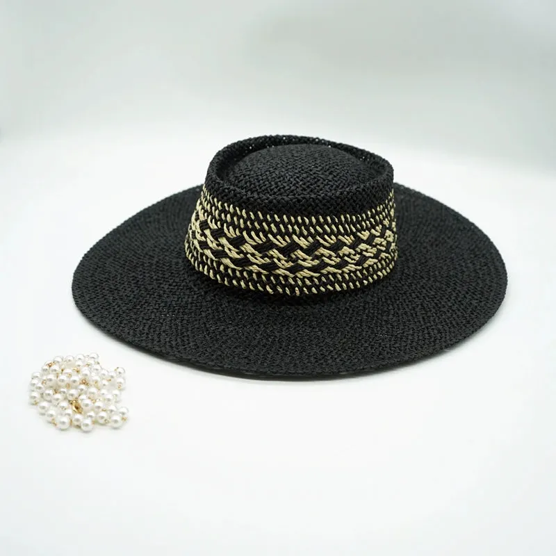 Maxct Straw Hat Japanese Style Black Brown Panama Women's Beach Big Brim