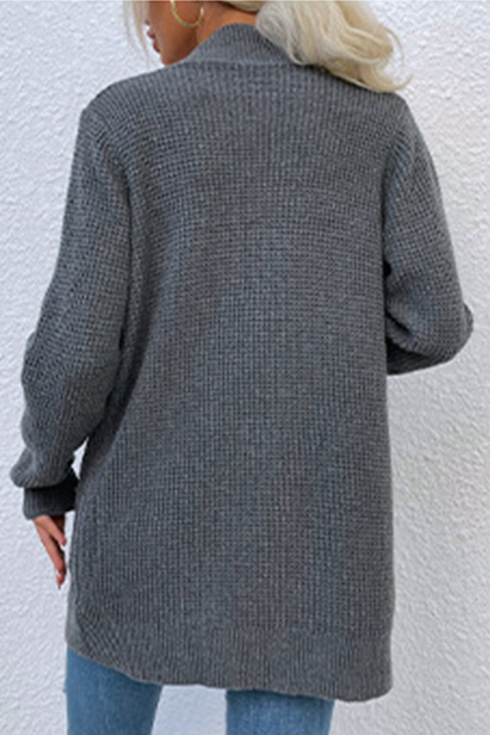 Maxct &Open Front Rib-Knit Cardigan with Pockets