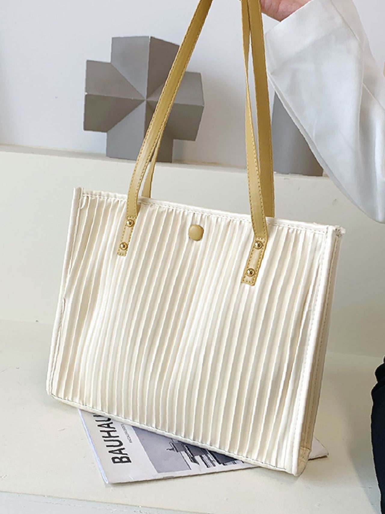 Maxct - Vertical Striped Shoulder Tote Bag  - Women Tote Bags