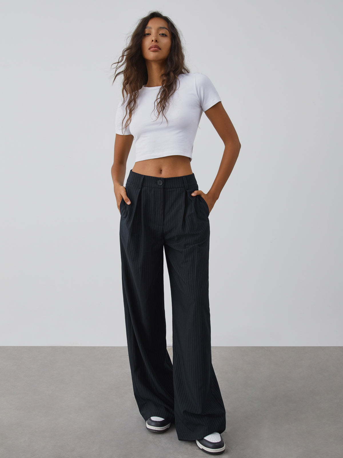 Maxct Shock Value Pinstripe Wide Leg Dress Pants