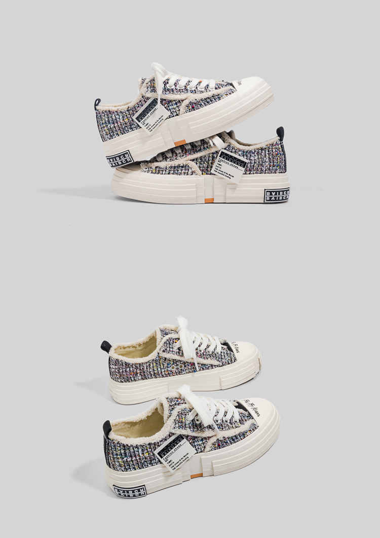 Cute Teen Girl's Low Top Canvas Sneakers Thick Sole - true deals club