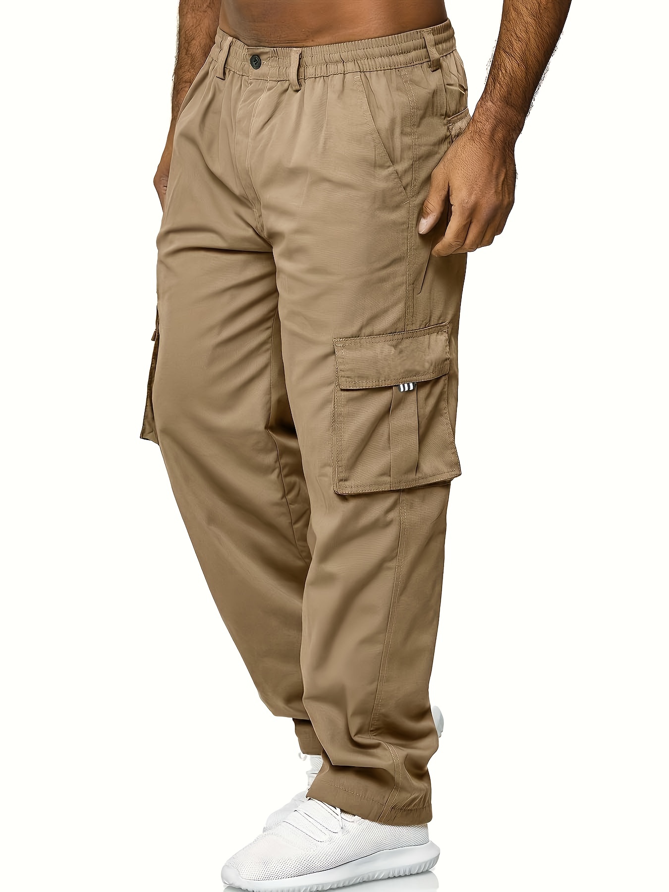 Men's Cargo Pants Casual Loose Fit Straight Leg Pants With Flap Pockets