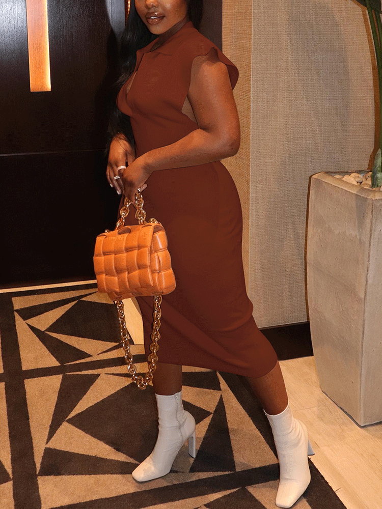 V-neck Sleeveless Midi Dress Maxct