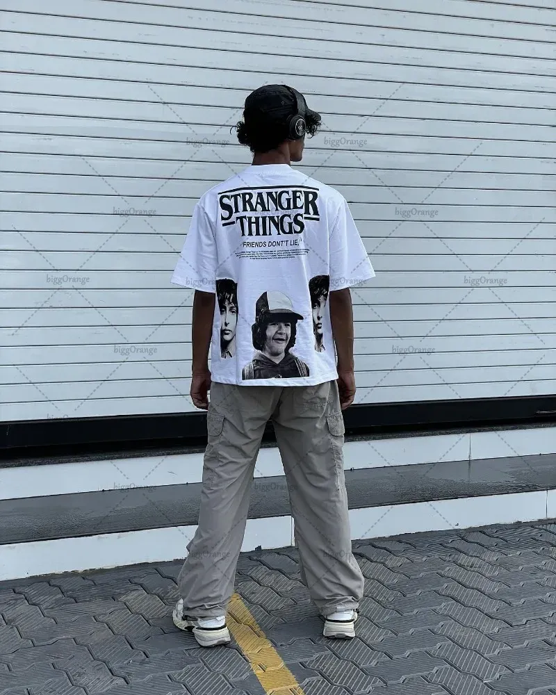 Y2K European and American Hip-hop Retro Loose Top Letter Printed T-shirt Men Street Round Neck Oversized Short-sleeved Women