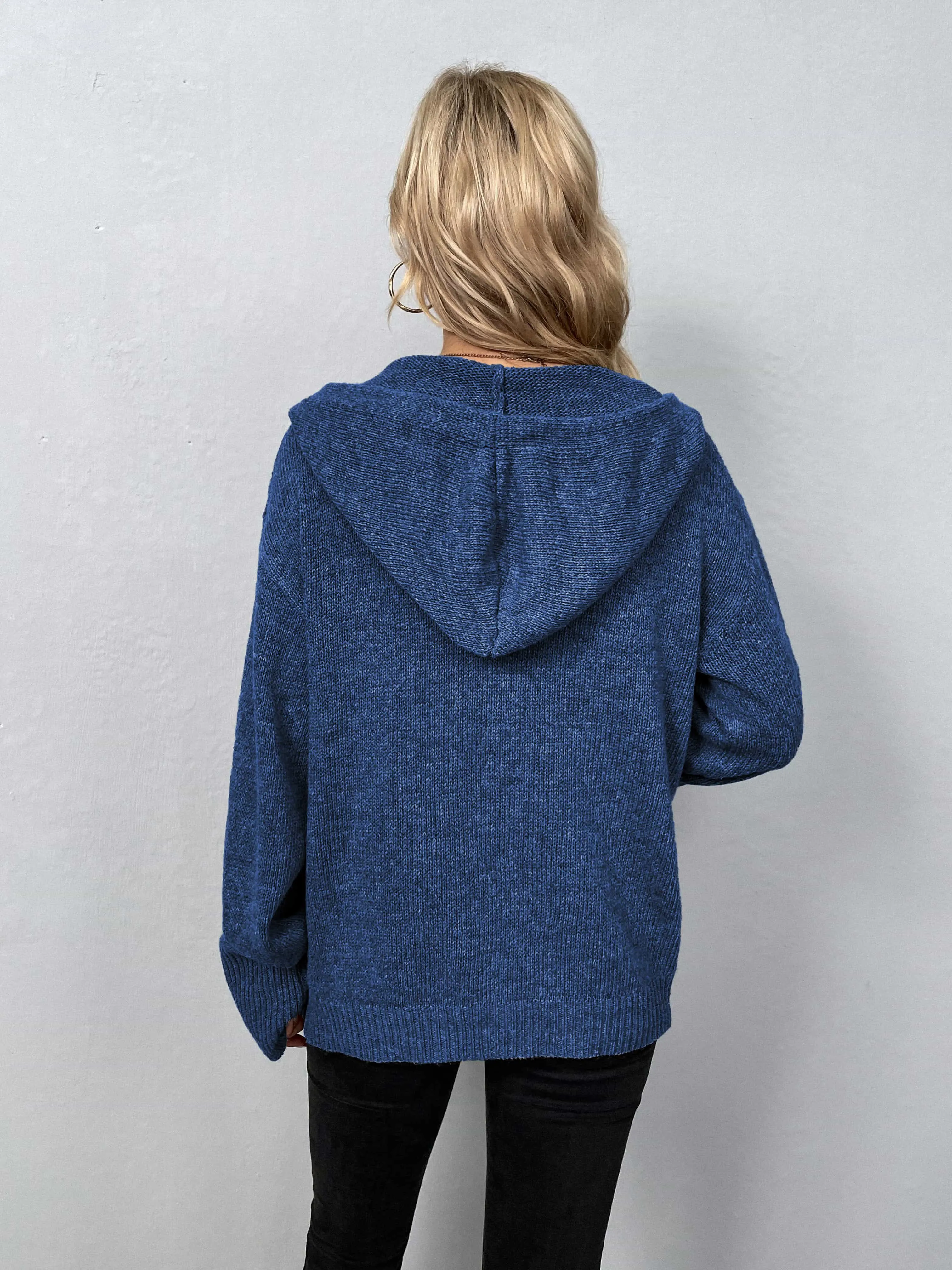 Maxct &Button-Down Long Sleeve Hooded Sweater