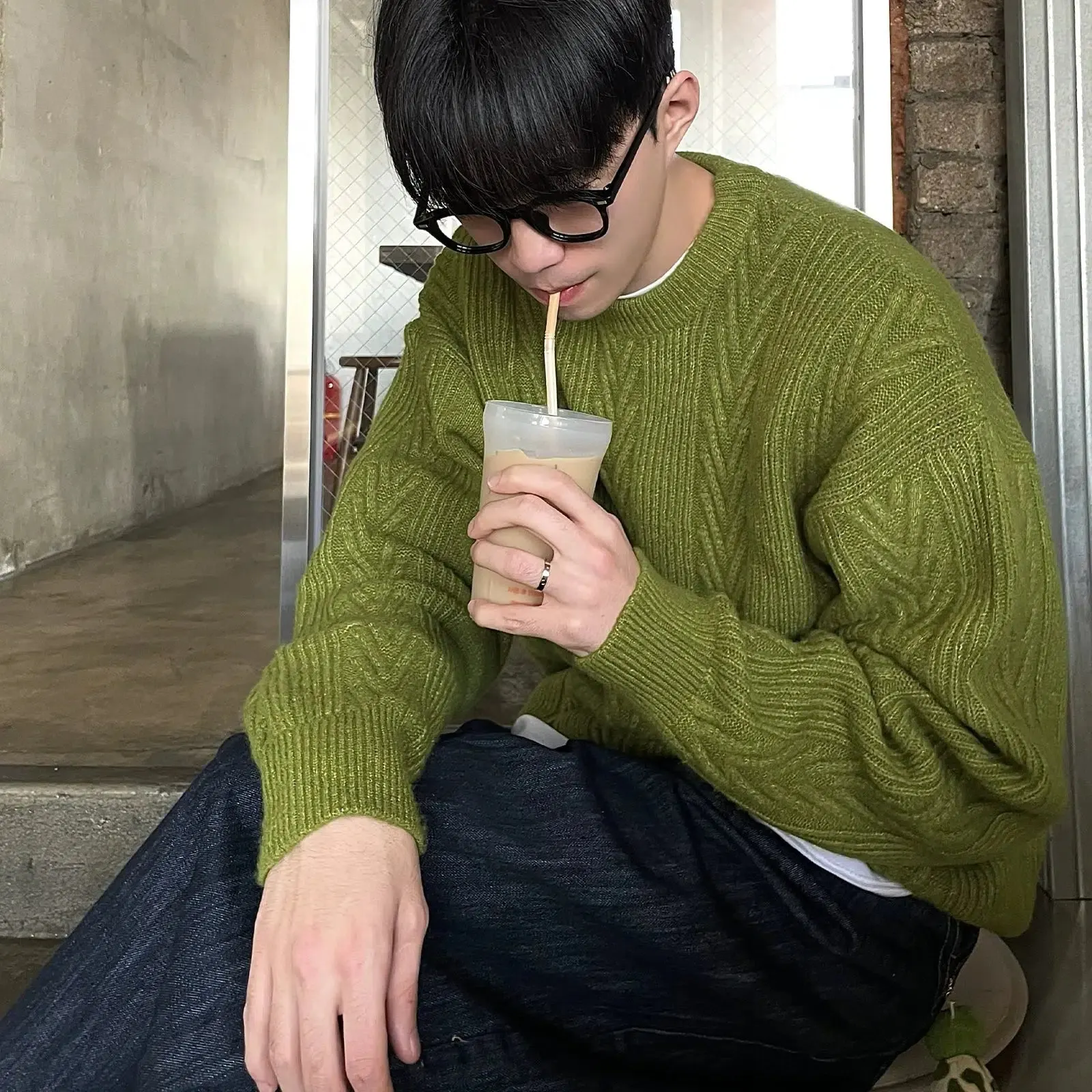 Maxct Green Round Neck Sweater