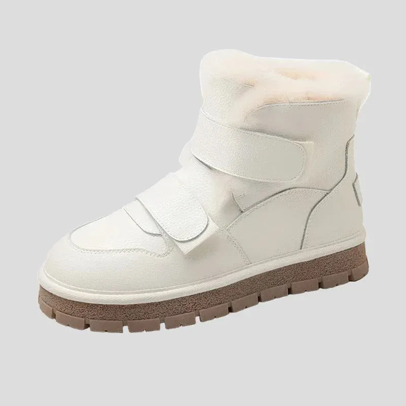Leather Winter Snow Boots with Wool for Women Maxct