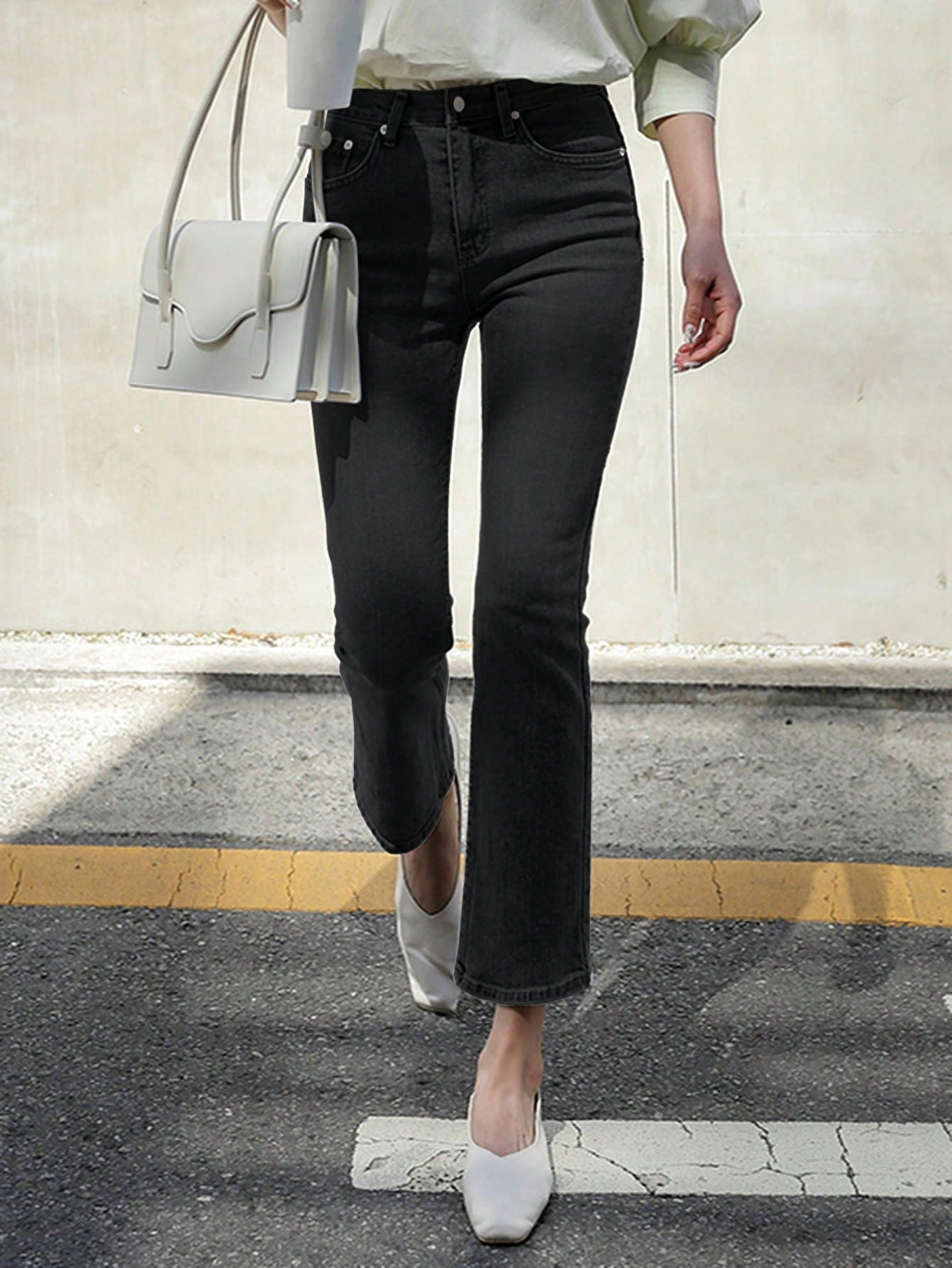 Maxct Women's Flared Jeans With Pockets, Fashionable And Versatile Casual Pants