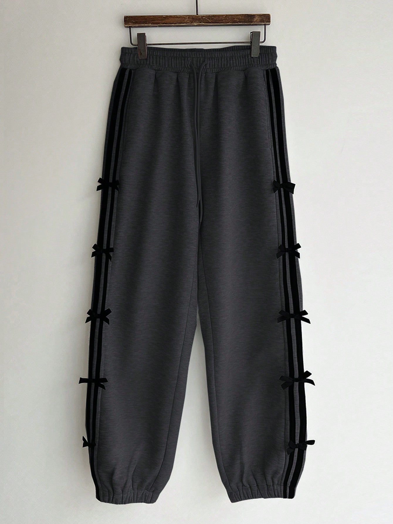 Maxct Loose Long Harem Women's Pants With Elastic Waistband And Woven Bow Decoration