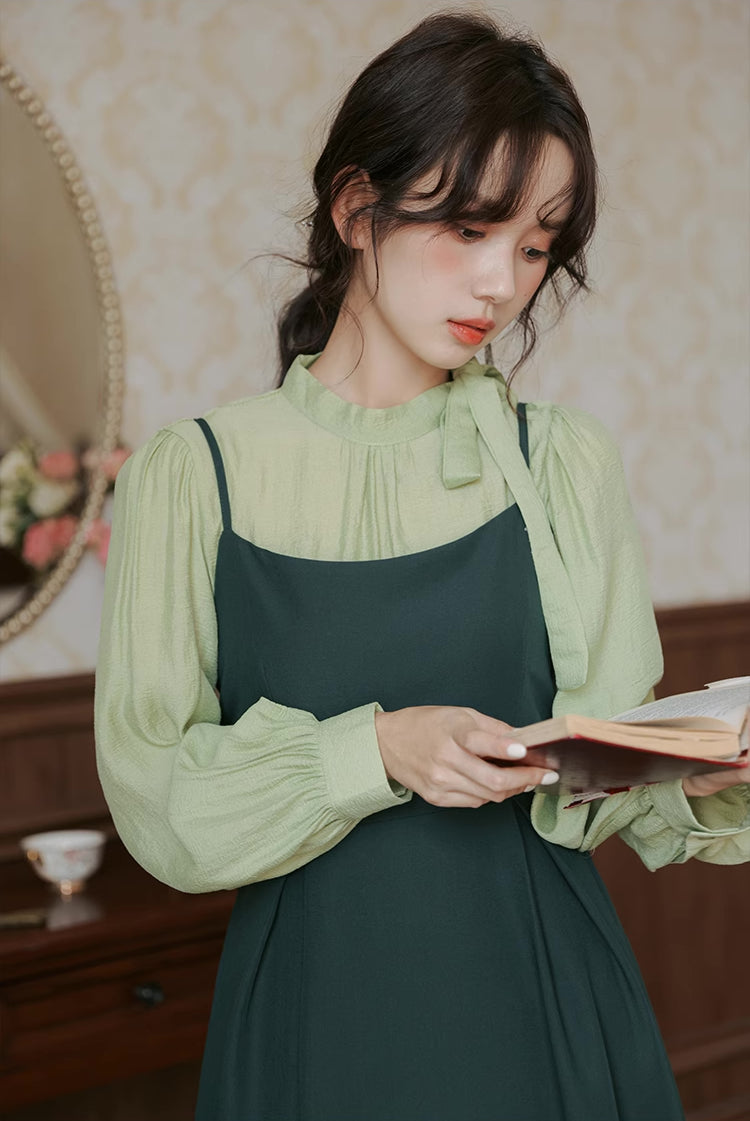 Bow Back Cami Dress & Blouse Set Maxct