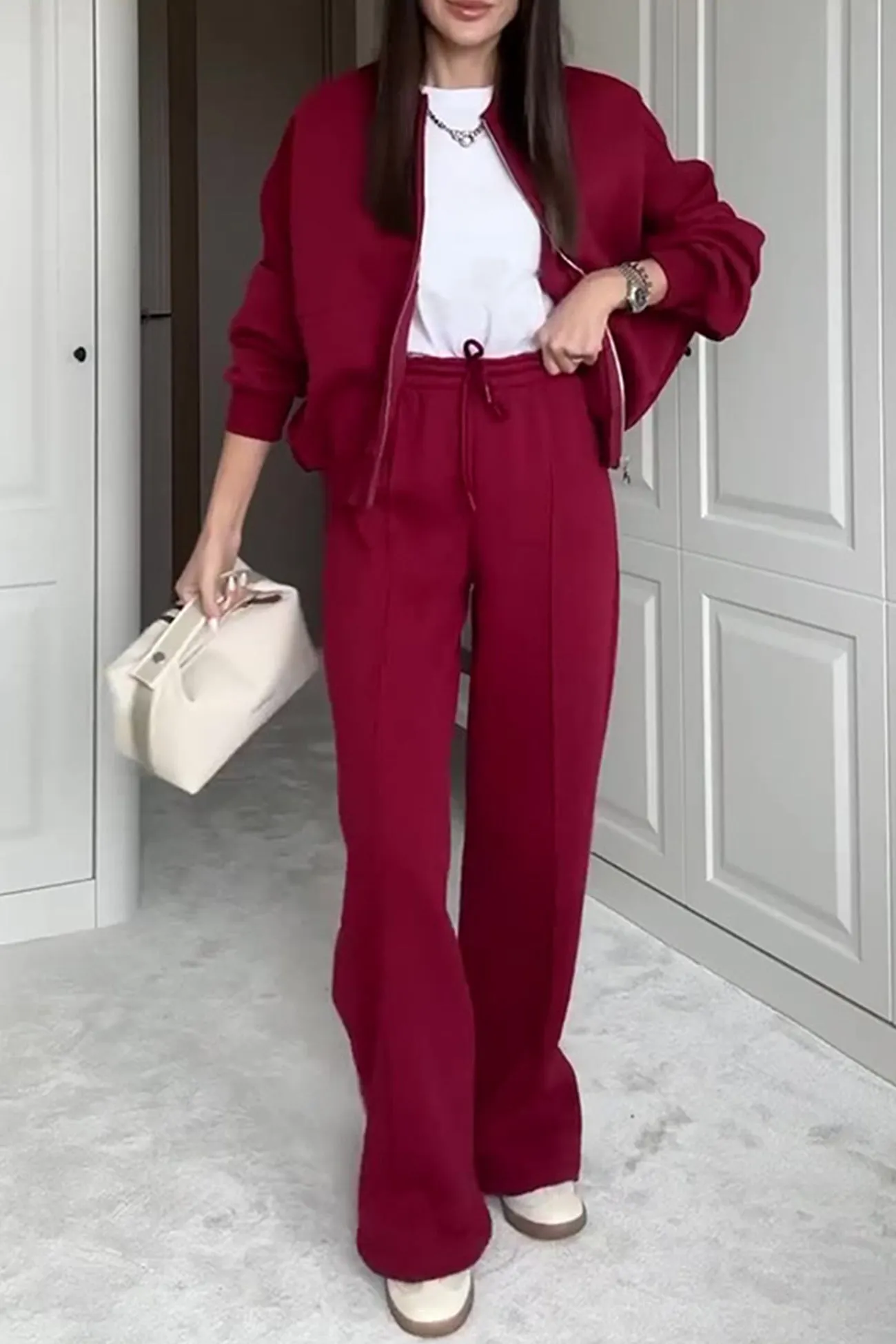 Maxct Sweatshirt Jacket Straight-leg Long Pants Set