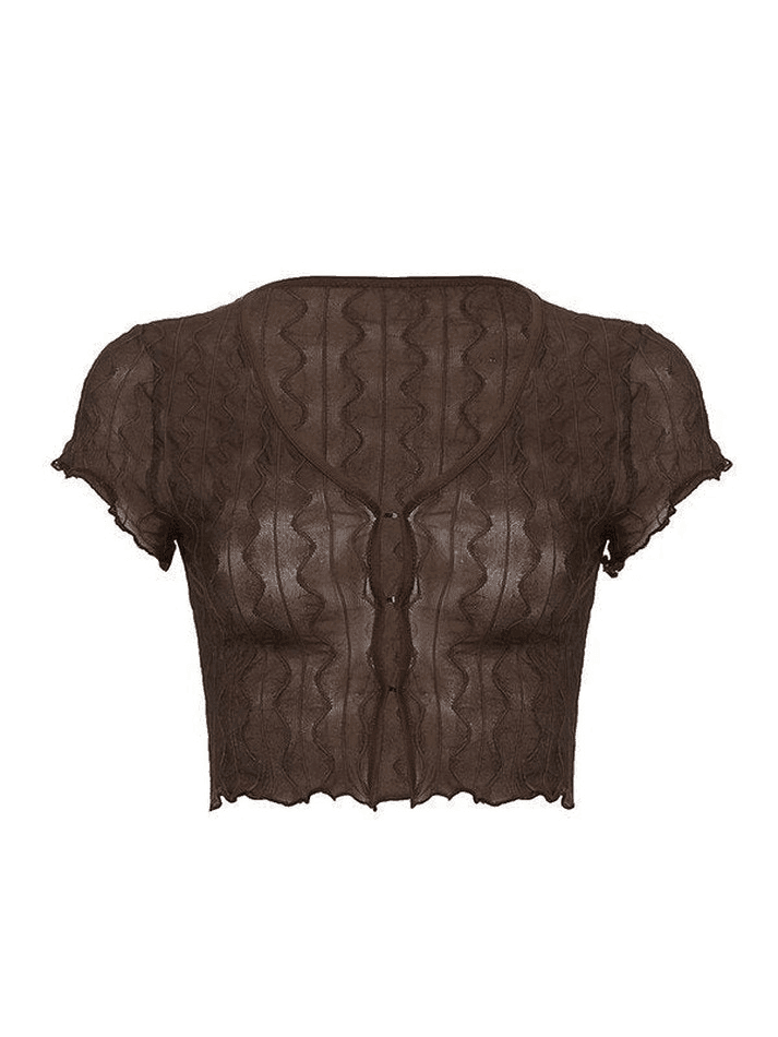 Maxct Cropped Textured Mesh Blouse