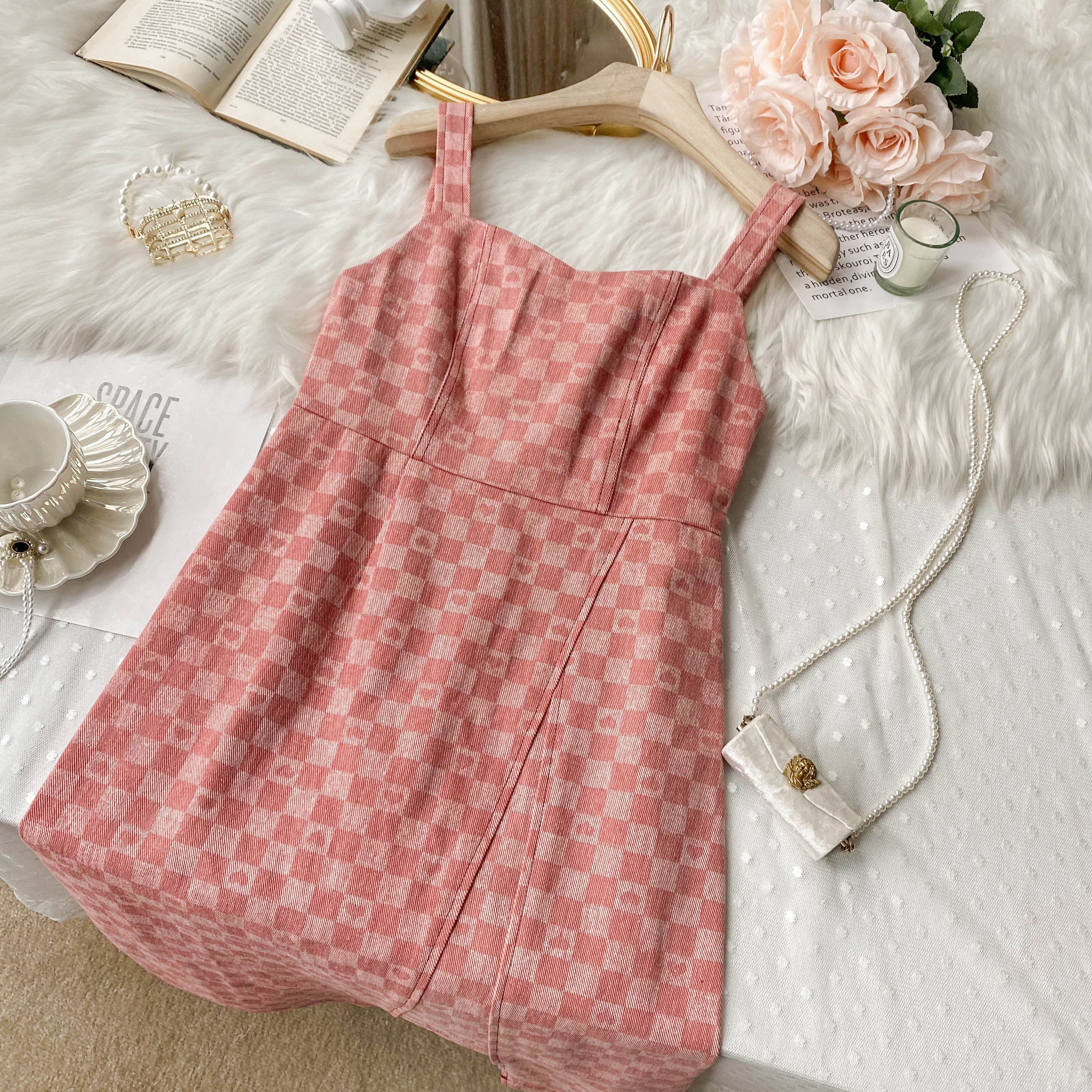 Heart Checkerboard Asymmetrical Dress Maxct