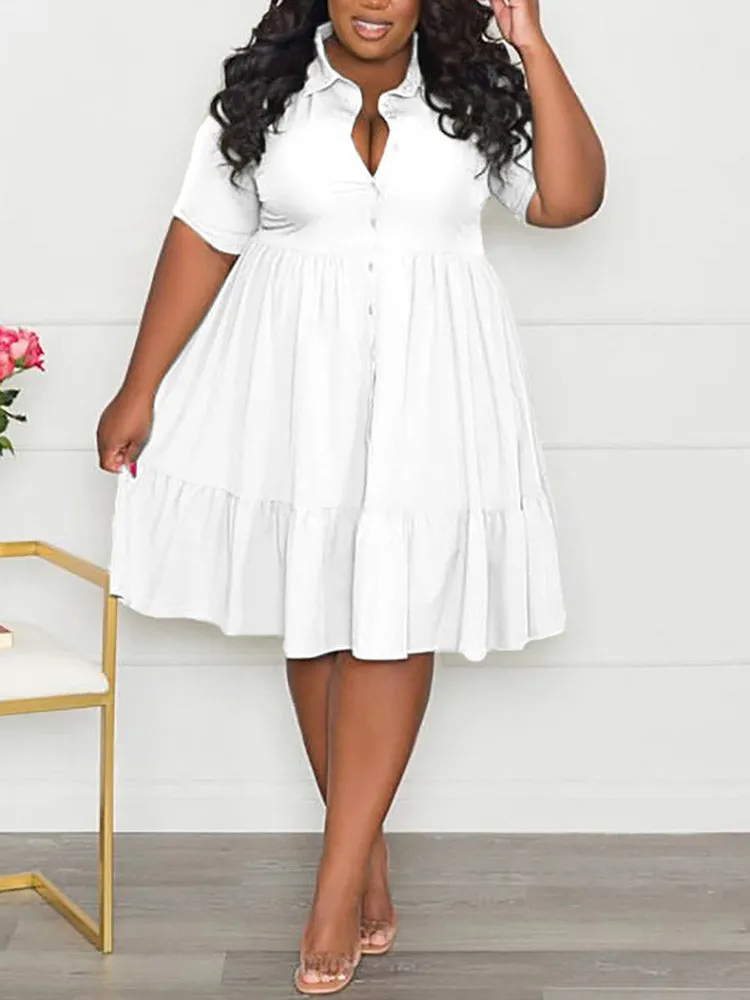 Casual Solid Button Shirt Dresses Maxct