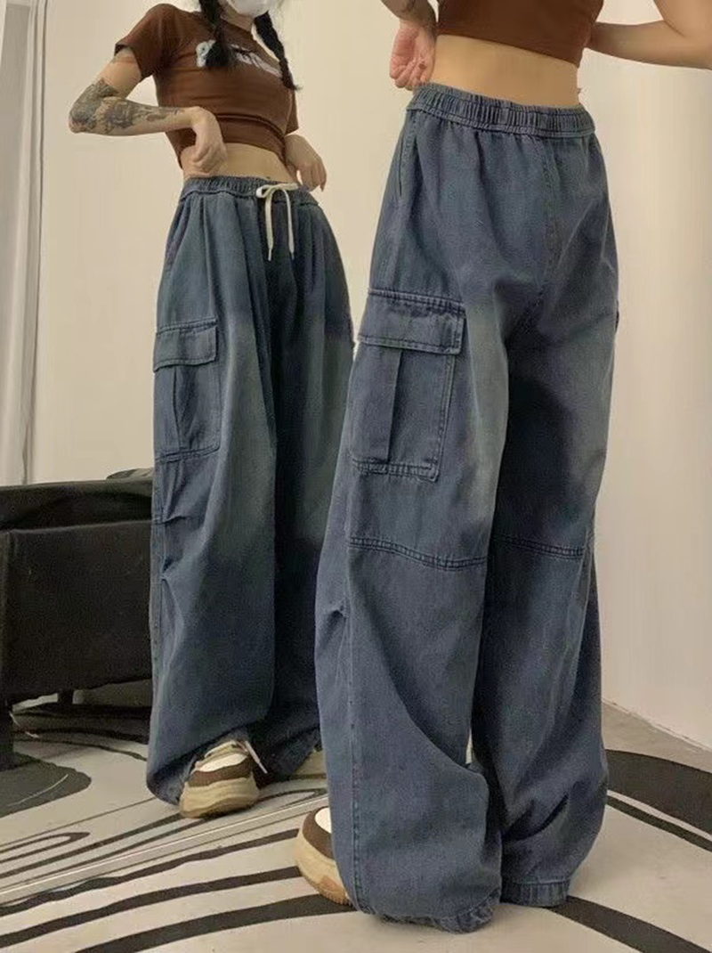 2000 Y2K: Baggy Cargo Wide Leg Pants - Grunge Streetwear for Women