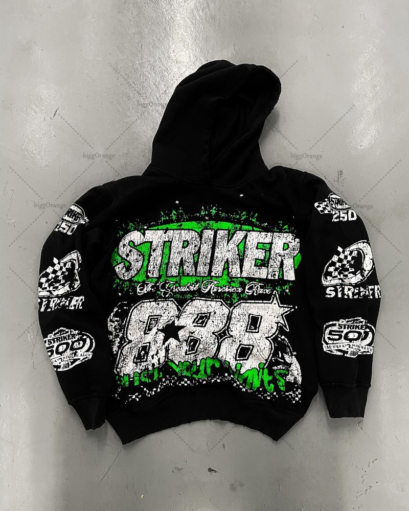 European and American High Street Fashion Brand Clothing Printed Loose Pullover Hoodie Men Street Hip-hop Oversized Sweatshirt