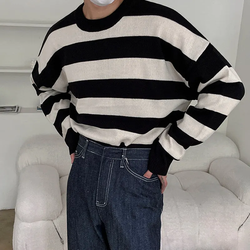 Maxct 5506 Knitted Striped Round Neck Sweater