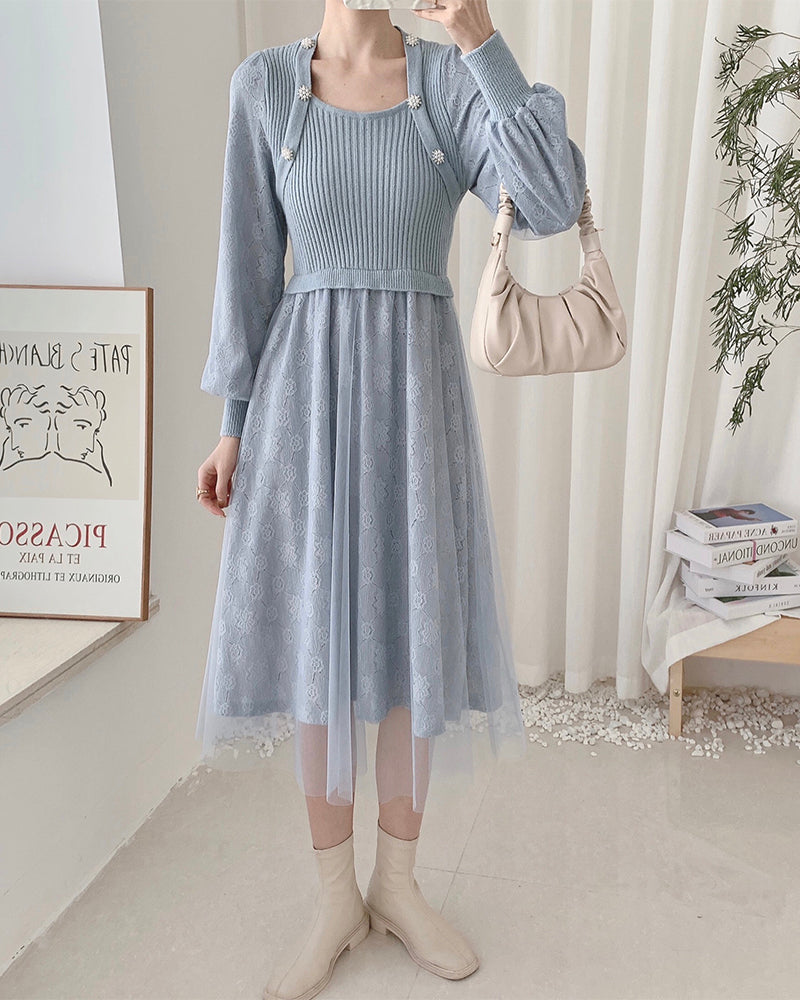 Lace Knit Sweater Dress Maxct