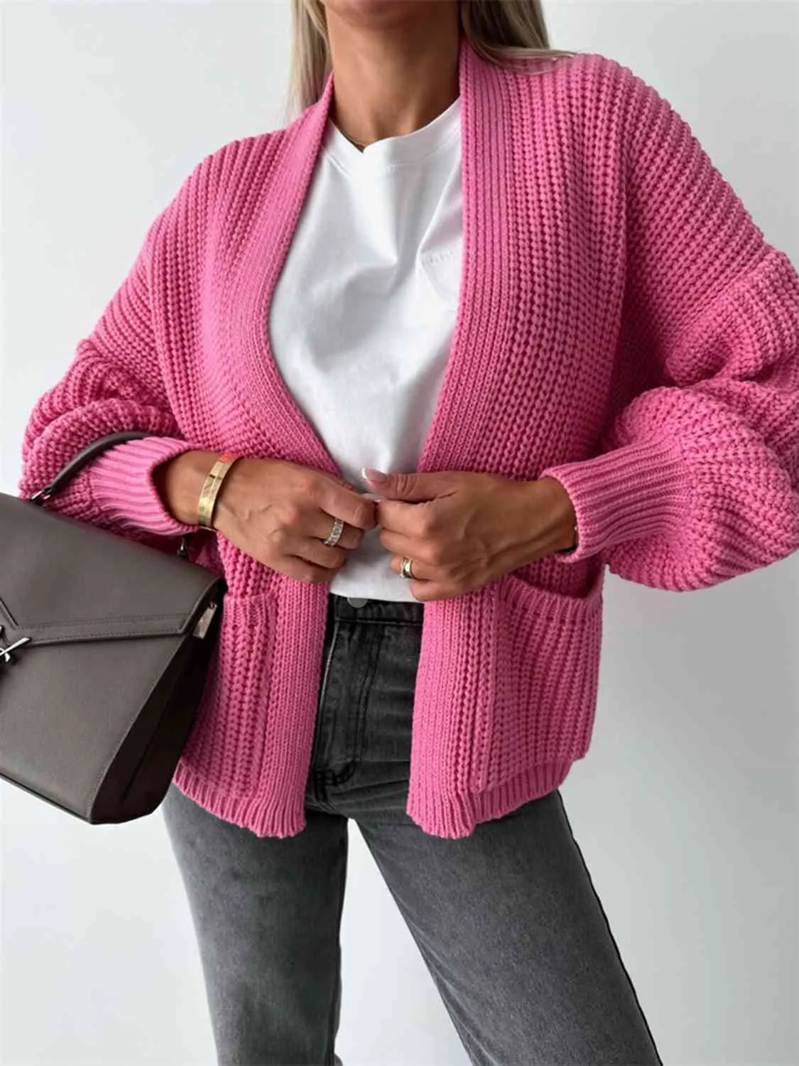 Maxct &Open Front Dropped Shoulder Cardigan