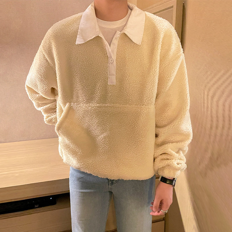 Maxct 6348 Fleece Two Tone Collar Shirt Sweater