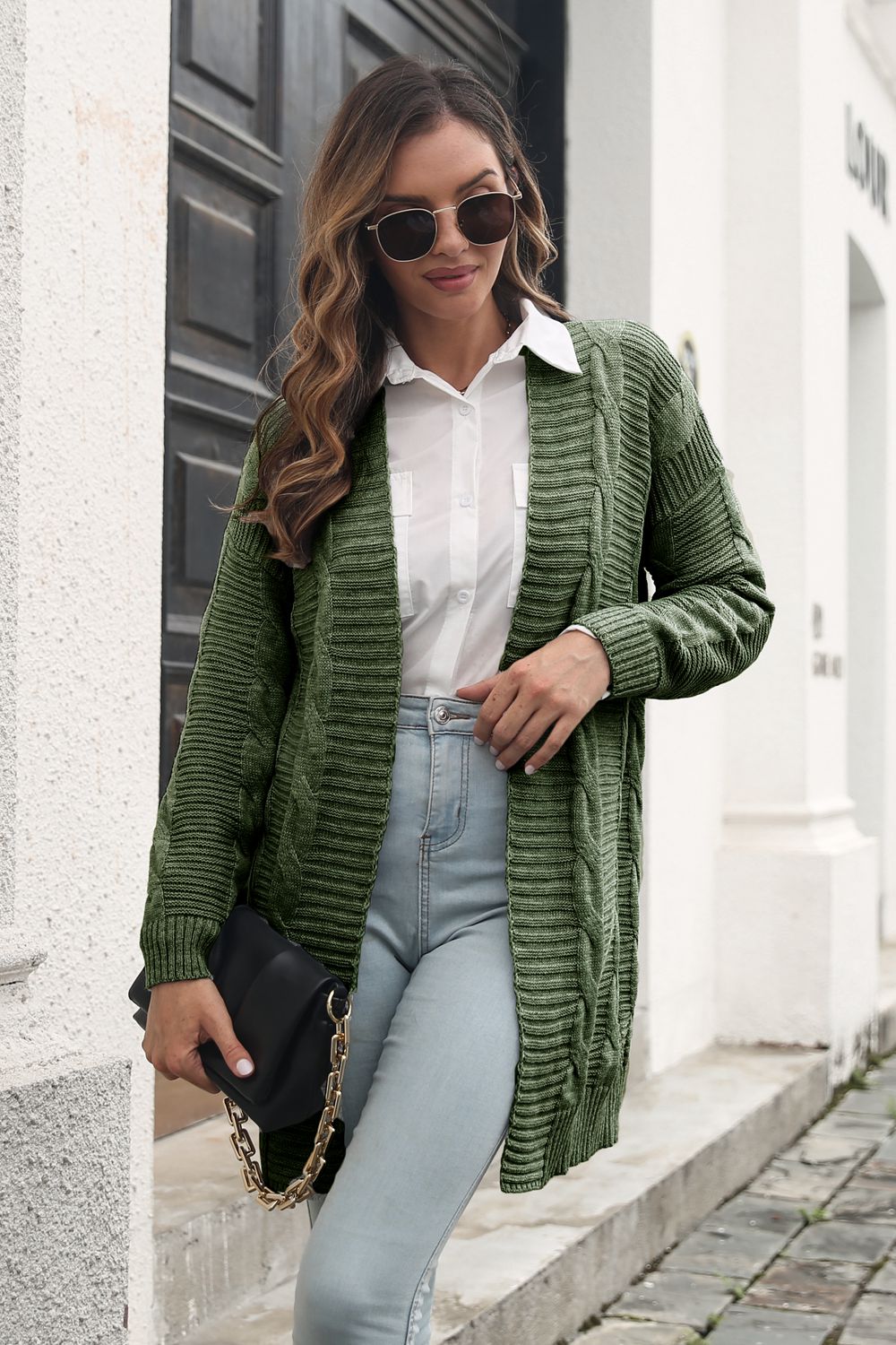 Maxct &Open Front Cable-Knit Cardigan