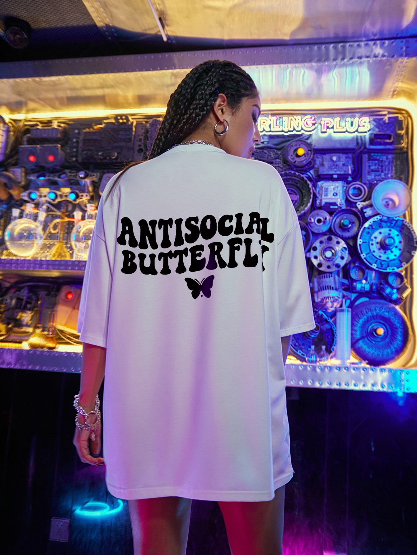Butterfly White Letter Printed T-Shirts Women 100% Cotton Black Short Sleeve Fashion Hip Hop Streetwear Summer Breathable Tshirt