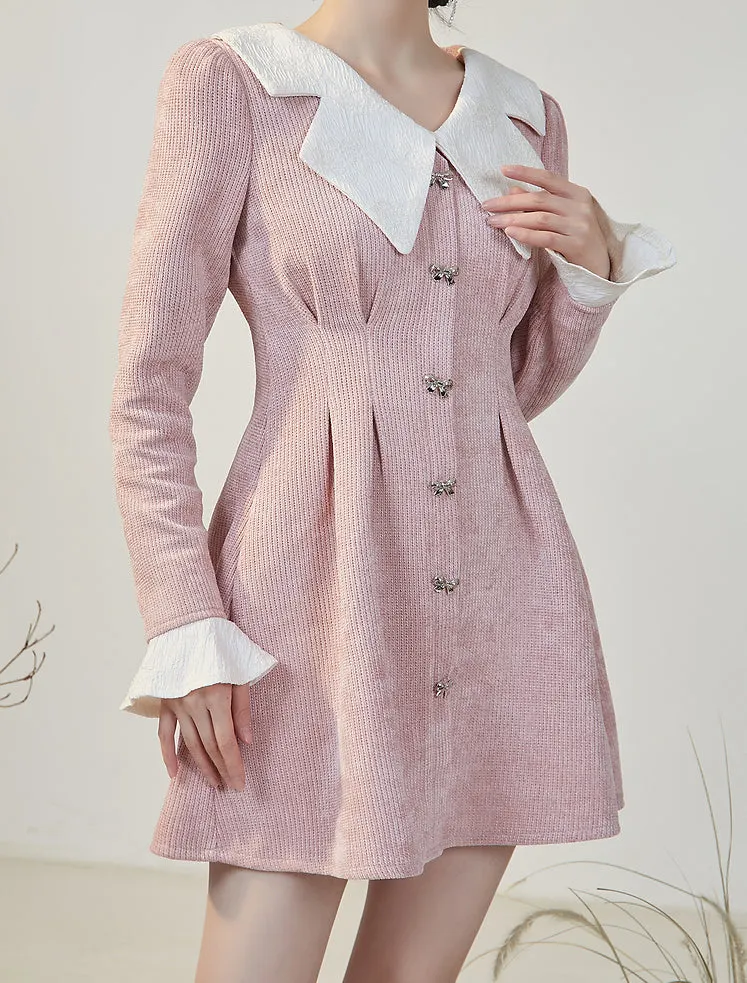 Sweet Bow Peter Pan Knit Dress Maxct