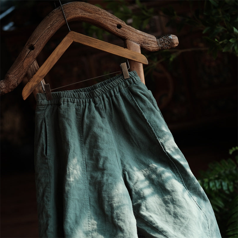 Maxct Women Winter Cotton Linen Quilted Casual Pants