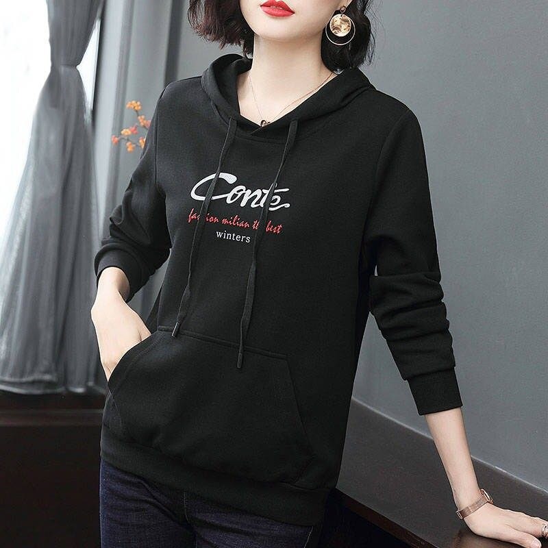 Maxct Women Cotton Hoodies Autumn Comfy Autumn Hooded Sweatshirt Women Hip Hop Hoodie Classic Hoody Pullover Tops Clothes 589