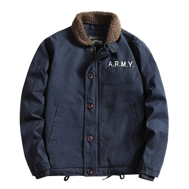 Maxct &Men's Fleece & Cashmere Lined ARMY Bomber Jacket