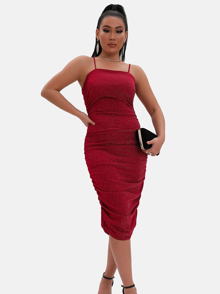 Spaghetti Strap Split Midi Dress Maxct