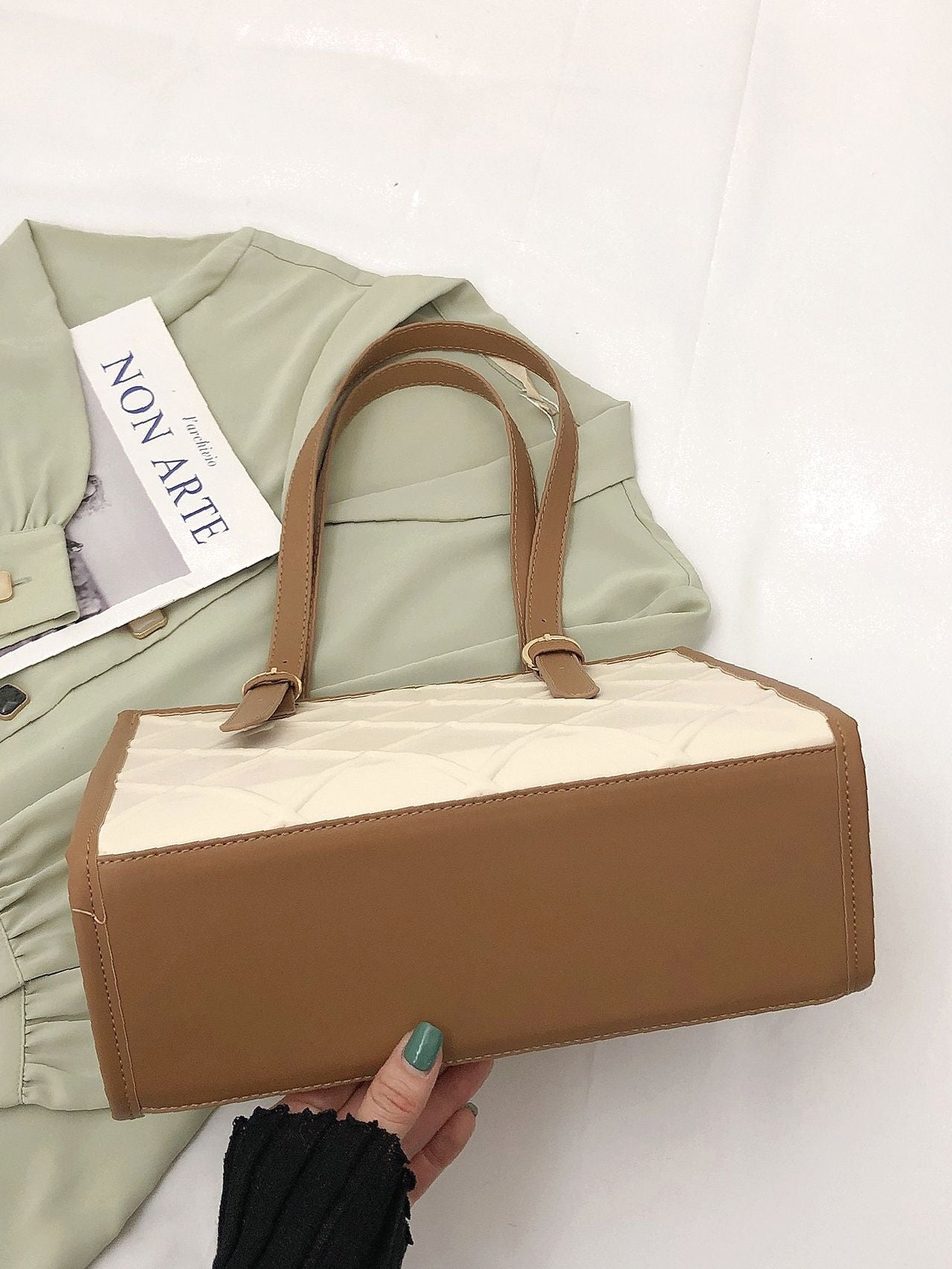Maxct - Two Tone Textured Shoulder Tote Bag  - Women Tote Bags