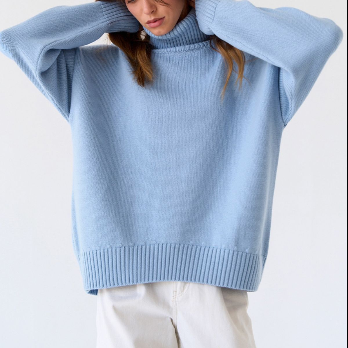 Maxct &Turtle Neck Dropped Shoulder Sweater