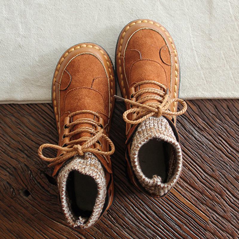 Maxct Women Handmade Velvet Retro Women Boots