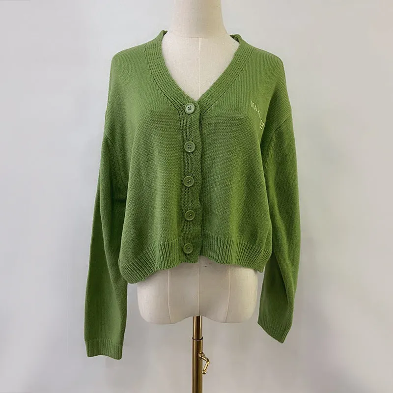 Maxct V Neck Button Front Knit Cardigan