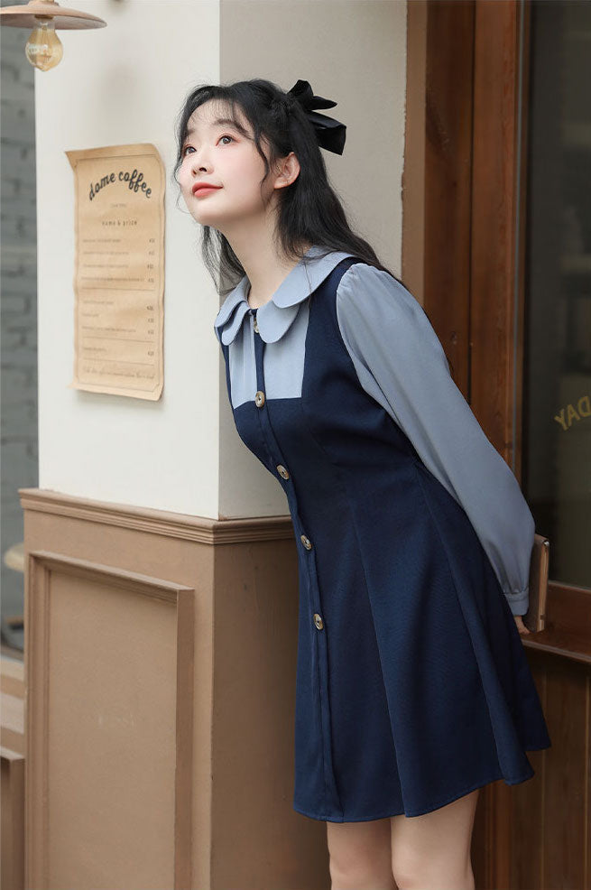 Scallop Collar Twofer Mini Dress Maxct