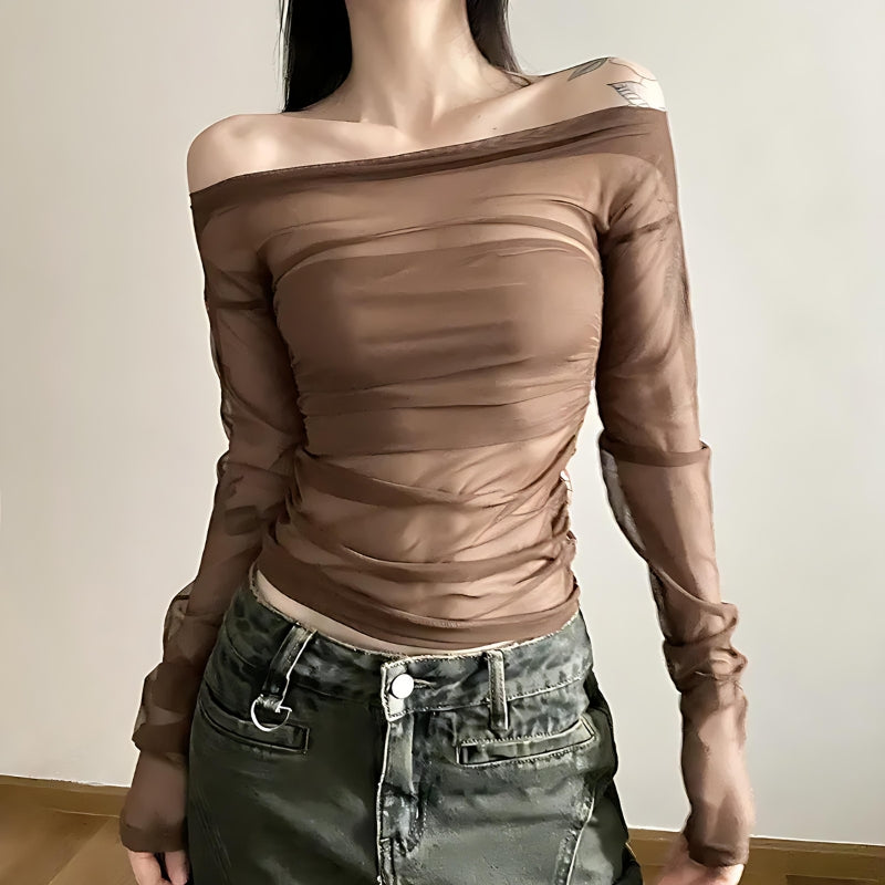 Maxct &Off Shoulder Mesh Top
